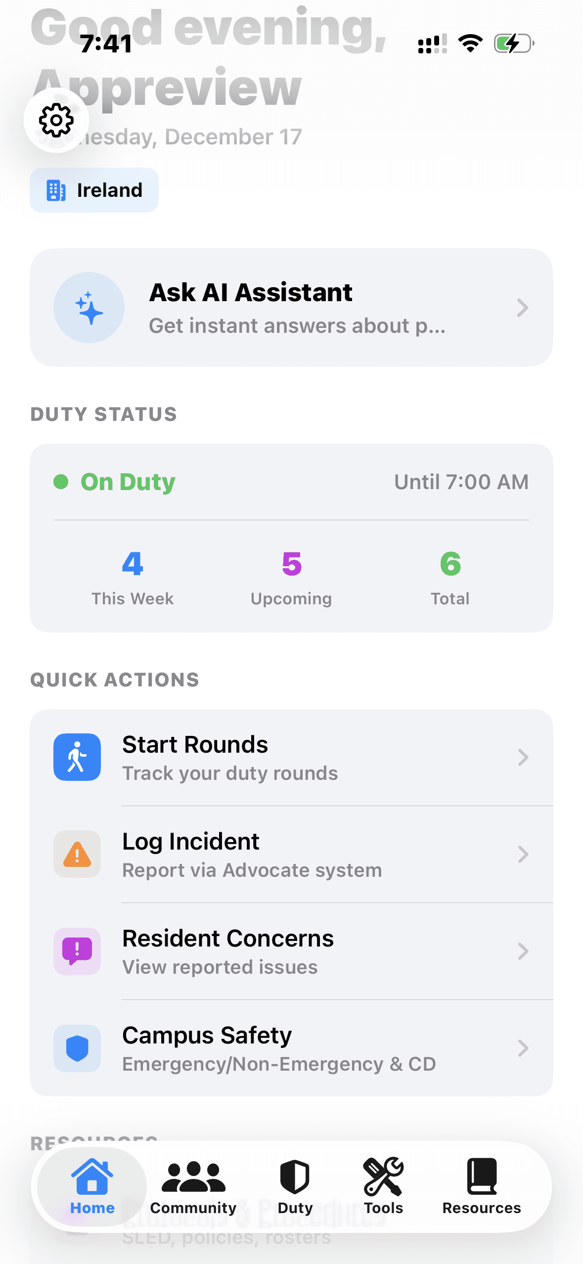 RA Duty & Rounds Interface
